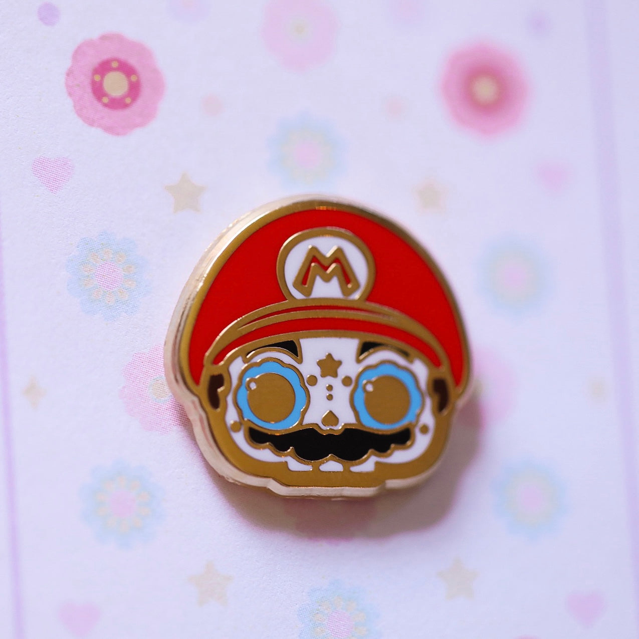 Mario Skull Gold Plated Hard Enamel Pins