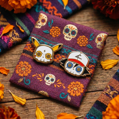 [BUNDLE] Pikachu + Ash V2 Skull Gold Plated Hard Enamel Pins