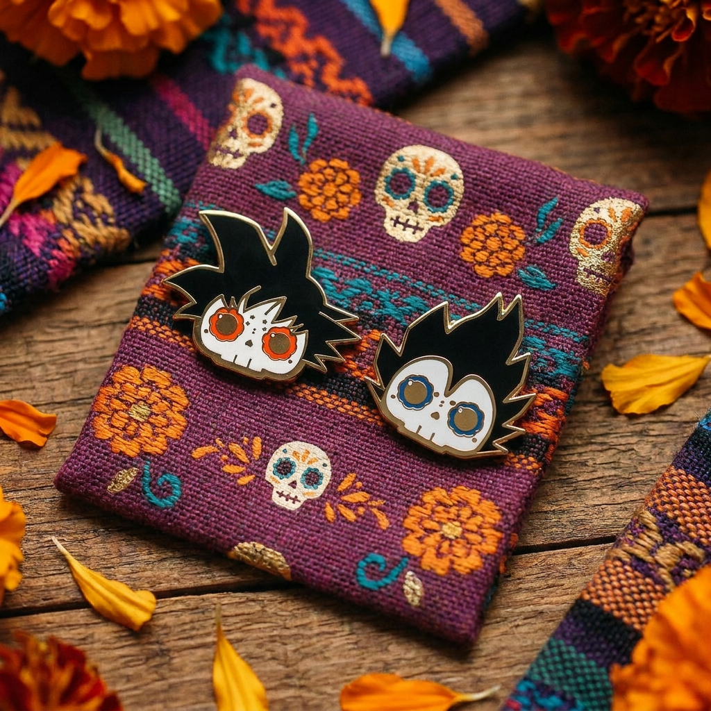 [BUNDLE] Goku + Vegeta Skull Gold Plated Hard Enamel Pins