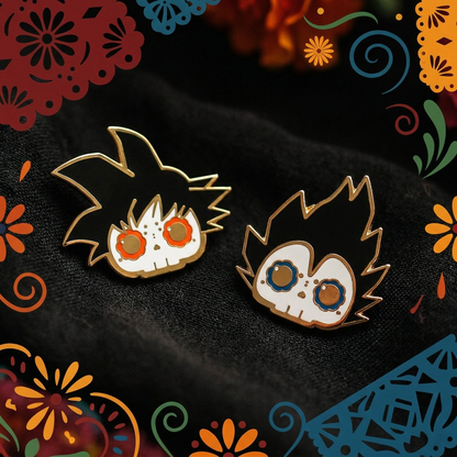 [BUNDLE] Goku + Vegeta Skull Gold Plated Hard Enamel Pins