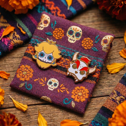 [BUNDLE] Peach + Bowser Skull Gold Plated Hard Enamel Pins