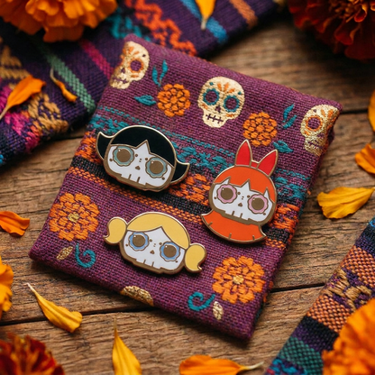 [BUNDLE] Powerpuff Girls Skull Gold Plated Hard Enamel Pins