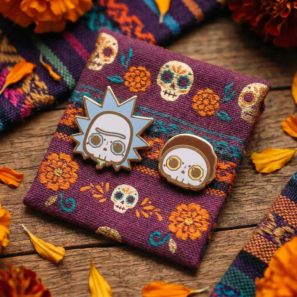[BUNDLE] Rick + Morty Skull Gold Plated Hard Enamel Pins