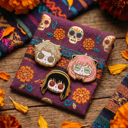 [BUNDLE] Spy x Family Skull Gold Plated Hard Enamel Pins