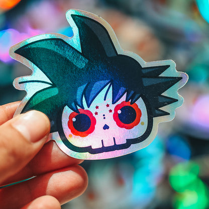 [BUNDLE] Goku + Vegeta Skull Bubble-Free Sticker (Glossy Vinyl Holographic)