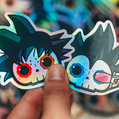 [BUNDLE] Goku + Vegeta Skull Bubble-Free Sticker (Glossy Vinyl Holographic)