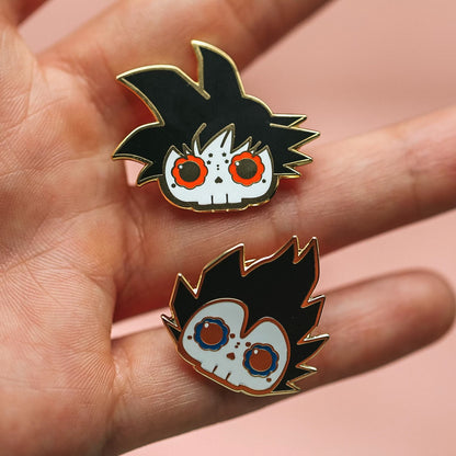 [BUNDLE] Goku + Vegeta Skull Gold Plated Hard Enamel Pins