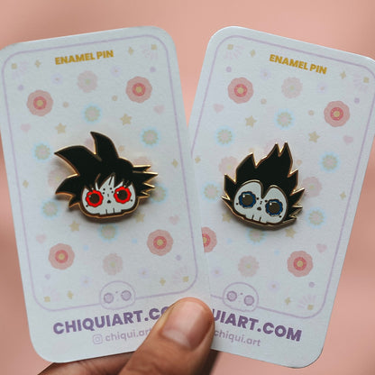 [BUNDLE] Goku + Vegeta Skull Gold Plated Hard Enamel Pins