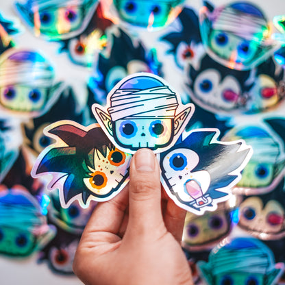 [BUNDLE] Goku + Vegeta + Piccolo Skull Bubble-Free Sticker (Glossy Vinyl Holographic)