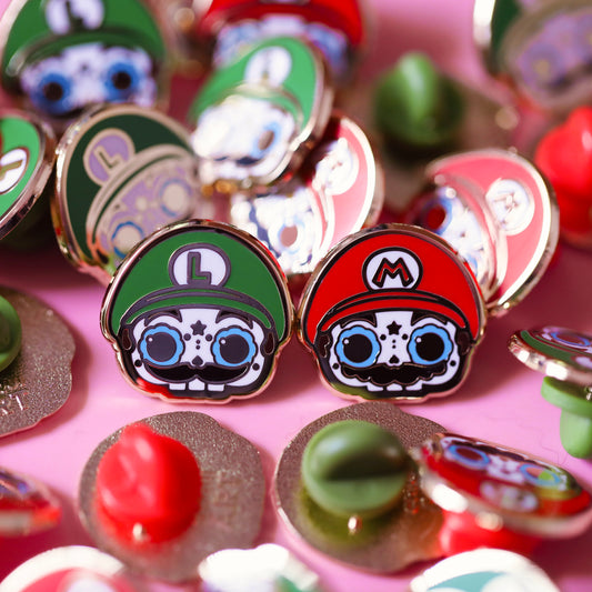 [BUNDLE] Mario + Luigi Skull Gold Plated Hard Enamel Pins