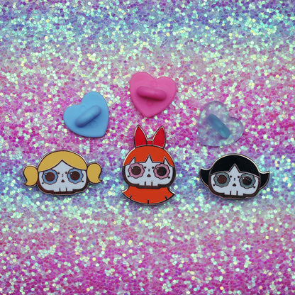 [BUNDLE] Powerpuff Girls Skull Gold Plated Hard Enamel Pins