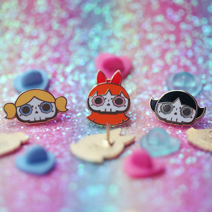 [BUNDLE] Powerpuff Girls Skull Gold Plated Hard Enamel Pins
