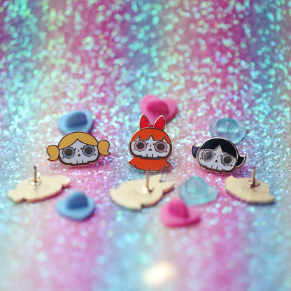 [BUNDLE] Powerpuff Girls Skull Gold Plated Hard Enamel Pins