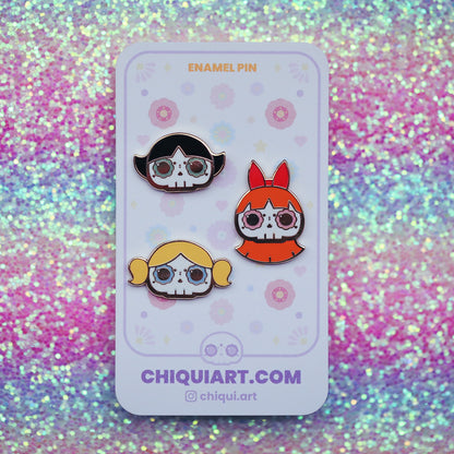 [BUNDLE] Powerpuff Girls Skull Gold Plated Hard Enamel Pins