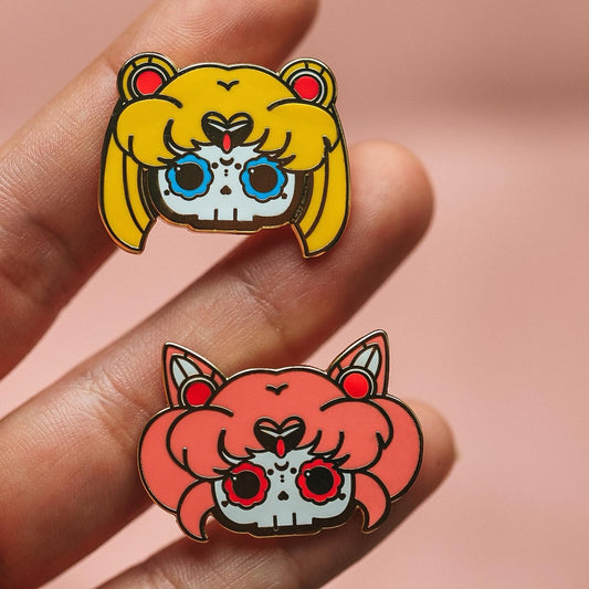 [BUNDLE] Sailor Moon + Chibi Moon Skull Gold Plated Hard Enamel Pins