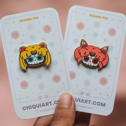 [BUNDLE] Sailor Moon + Chibi Moon Skull Gold Plated Hard Enamel Pins