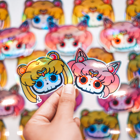 [BUNDLE] Sailor Moon + Chibi Moon Skull Bubble-Free Sticker (Glossy Vinyl Holographic)