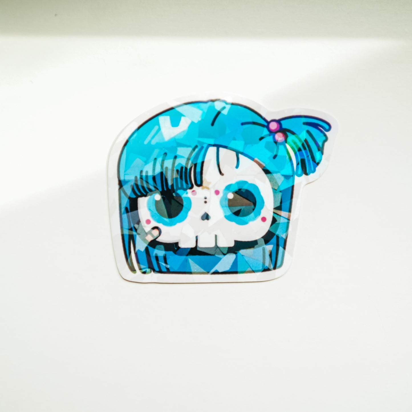 Bulma Skull Bubble-free sticker (Vinyl Holographic Broken Glass)