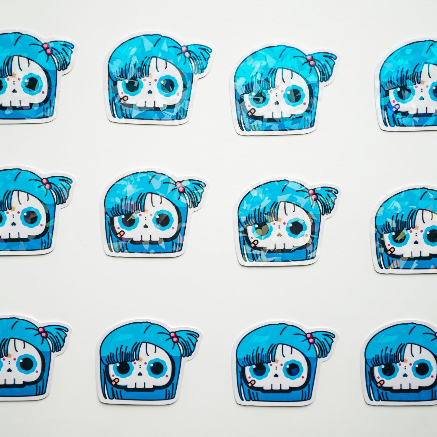 Bulma Skull Bubble-free sticker (Vinyl Holographic Broken Glass)