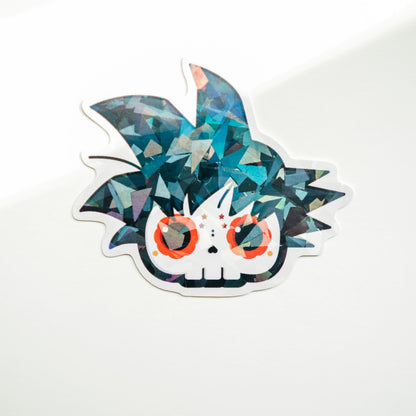 Goku Skull Bubble-free sticker (Vinyl Holographic Broken Glass)