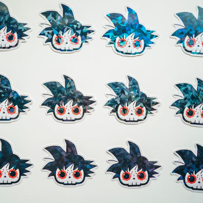 Goku Skull Bubble-free sticker (Vinyl Holographic Broken Glass)