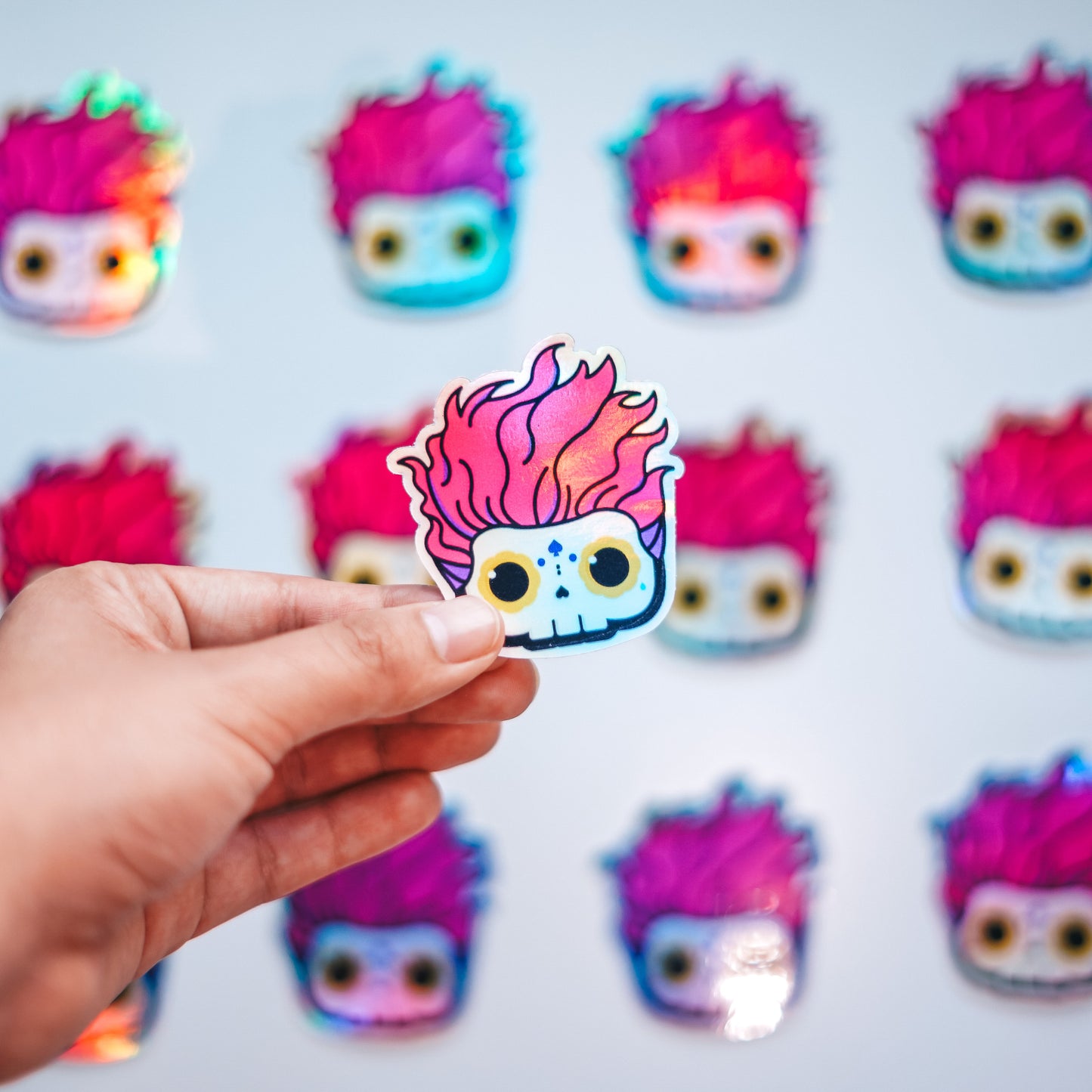 Hisoka Morow Skull Bubble-Free Sticker (Glossy Vinyl Holographic)