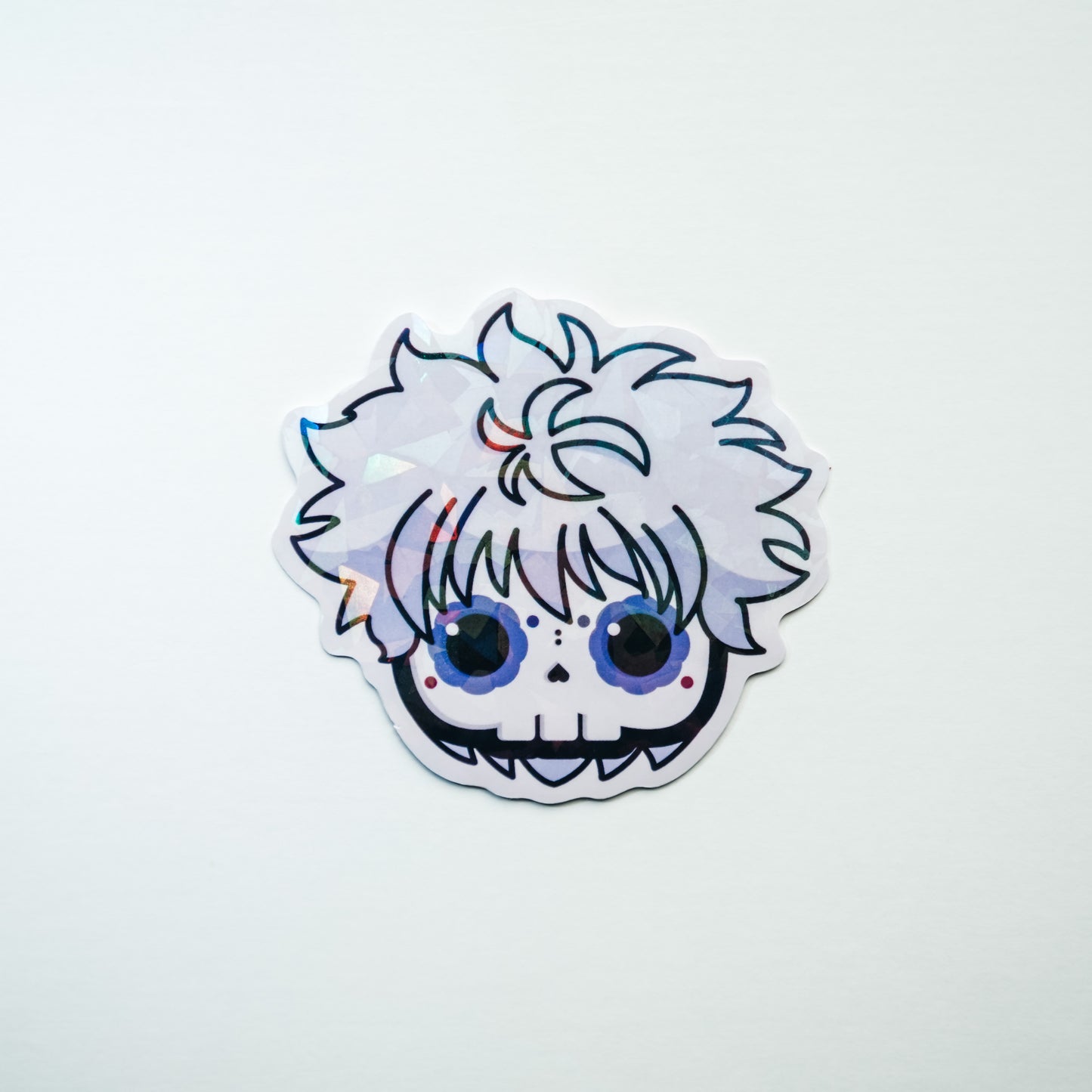 Killua Skull Bubble-free sticker (Vinyl Holographic Broken Glass)