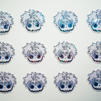 Killua Skull Bubble-free sticker (Vinyl Holographic Broken Glass)
