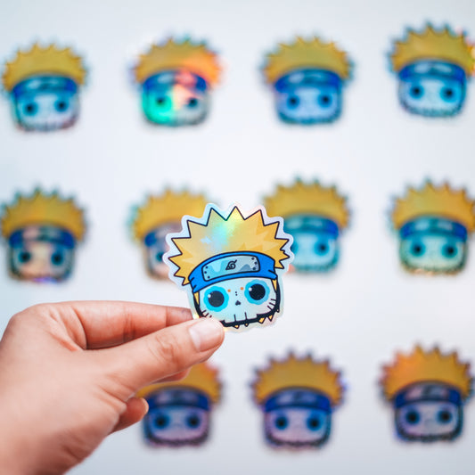 Naruto Uzumaki Skull Bubble-Free Sticker (Glossy Vinyl Holographic)