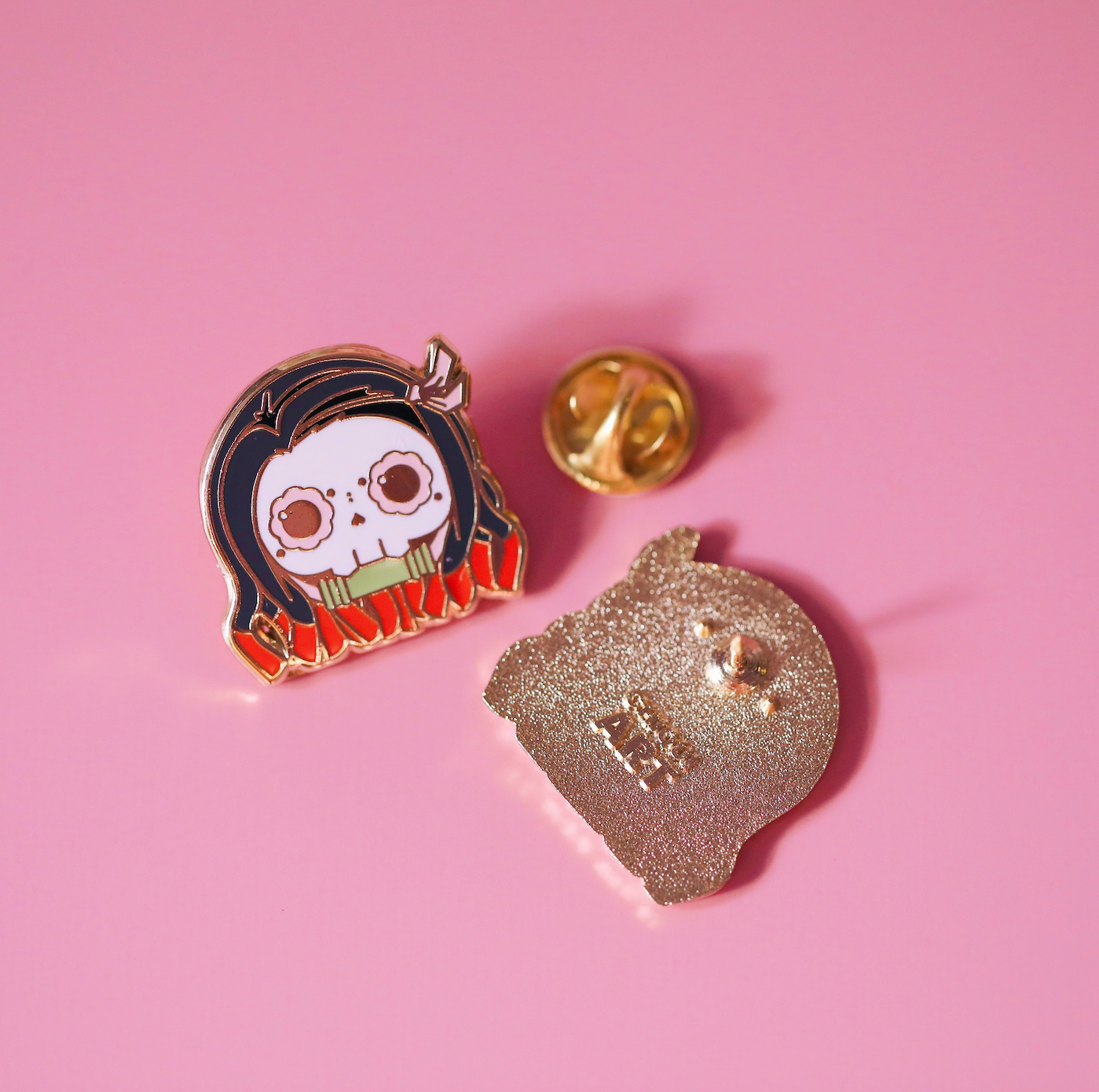 Nezuko Skull Gold Plated Hard Enamel Pin