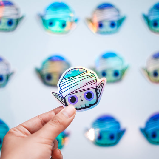 Piccolo Skull Bubble-Free Sticker (Glossy Vinyl Holographic)