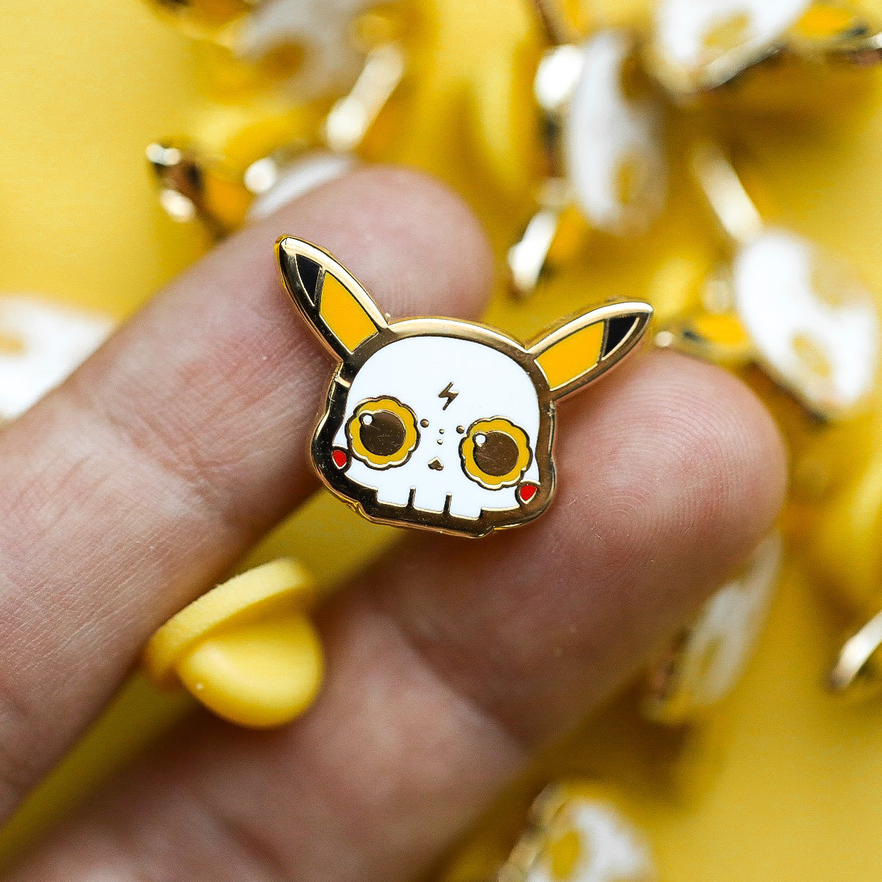 Pikachu Skull Gold Plated Hard Enamel Pin