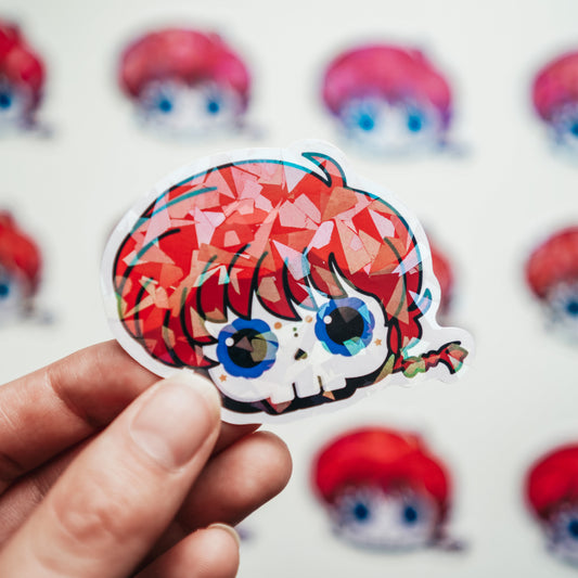 Ranma 1/2 Skull Bubble-free sticker (Vinyl Holographic Broken Glass)