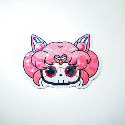 Sailor Chibi Moon Skull Bubble-free sticker (Vinyl Holographic Broken Glass)