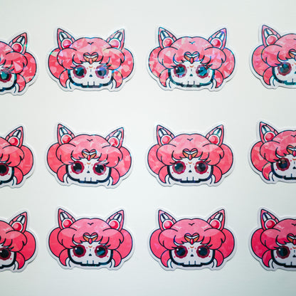 Sailor Chibi Moon Skull Bubble-free sticker (Vinyl Holographic Broken Glass)