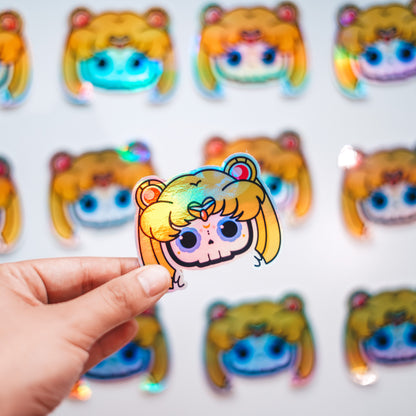 [BUNDLE] Sailor Moon + Chibi Moon Skull Bubble-Free Sticker (Glossy Vinyl Holographic)
