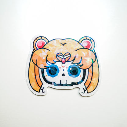 Sailor Moon Skull Bubble-free sticker (Vinyl Holographic Broken Glass)