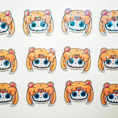 Sailor Moon Skull Bubble-free sticker (Vinyl Holographic Broken Glass)