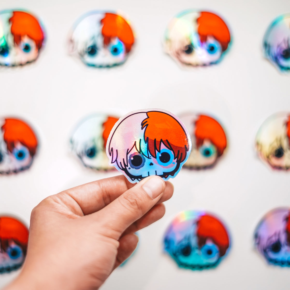 Shoto Todoroki Skull Bubble-Free Sticker (Glossy Vinyl Holographic)