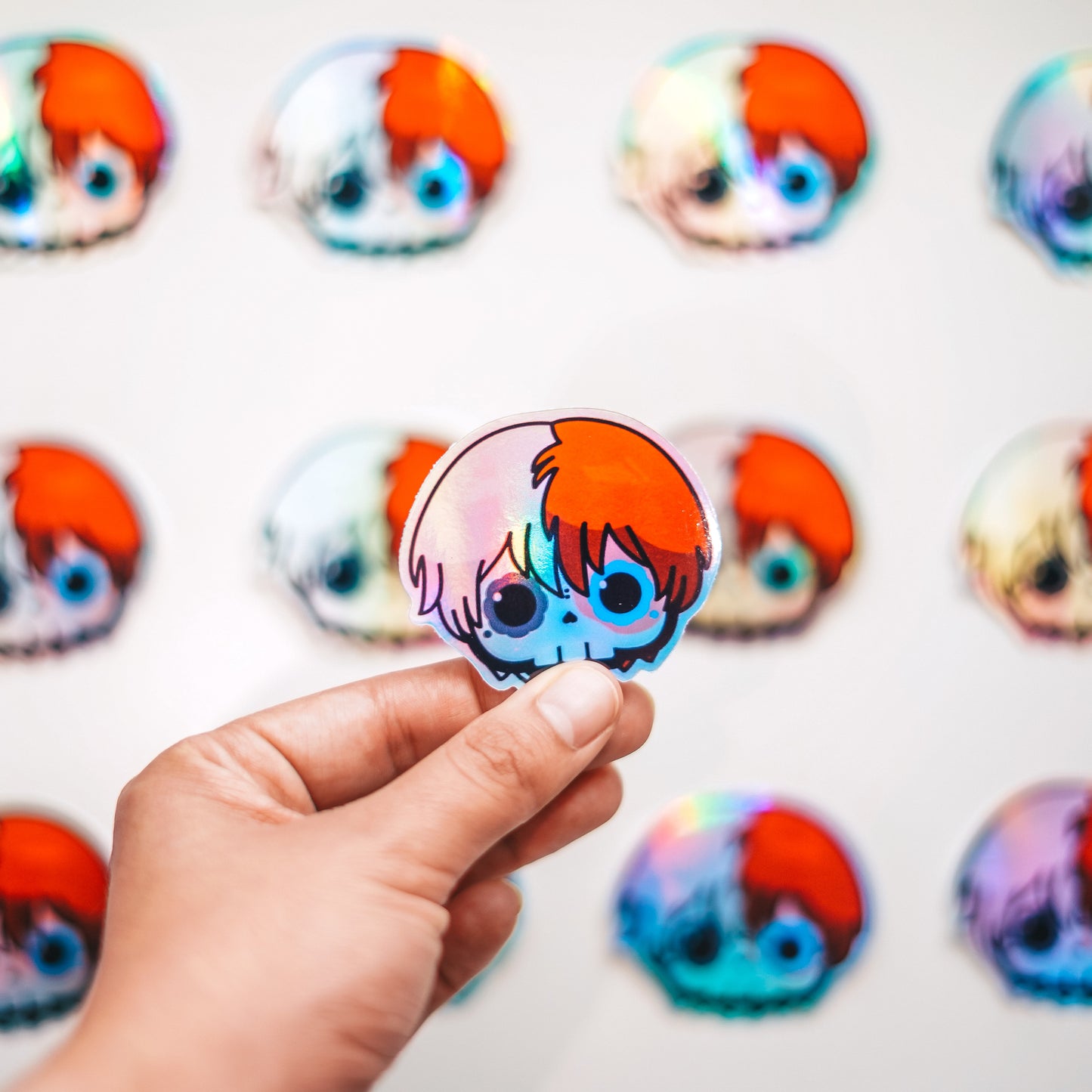 [BUNDLE] Izuku Midoriya (Deku) + Shoto Todoroki Skull Bubble-Free Sticker (Glossy Vinyl Holographic)